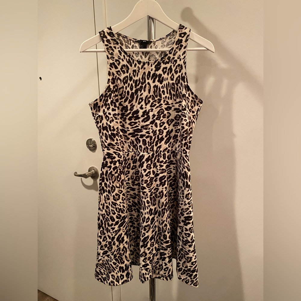Leopard Print Sleeveless Skater Dress